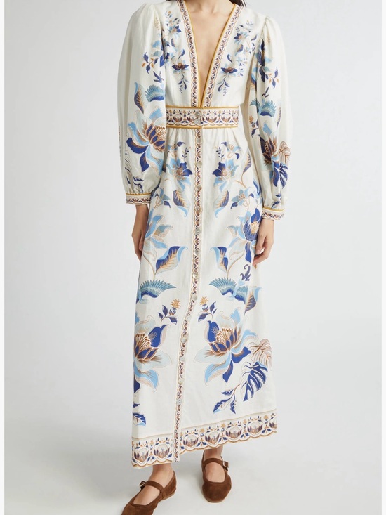 FARM Rio Dresses & Skirts - NWT Farm Rio Ivory Floral Embroidered Maxi Dress